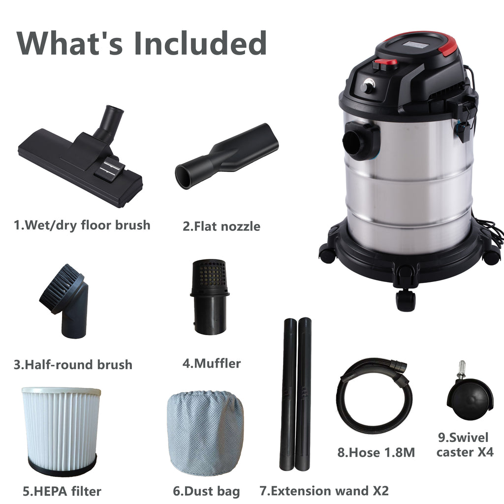 Wet Dry Vac - 8 Gallon, 6 Peak HP 3-in-1 Shop Vacuum
