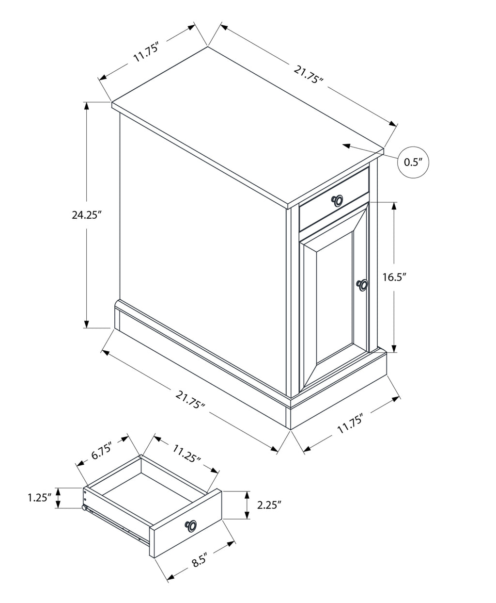 Narrow Accent Table with Storage Drawer