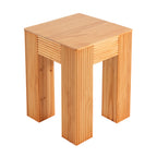 Natural Pine Wood Fluted Side Table with Elephant-Leg Design