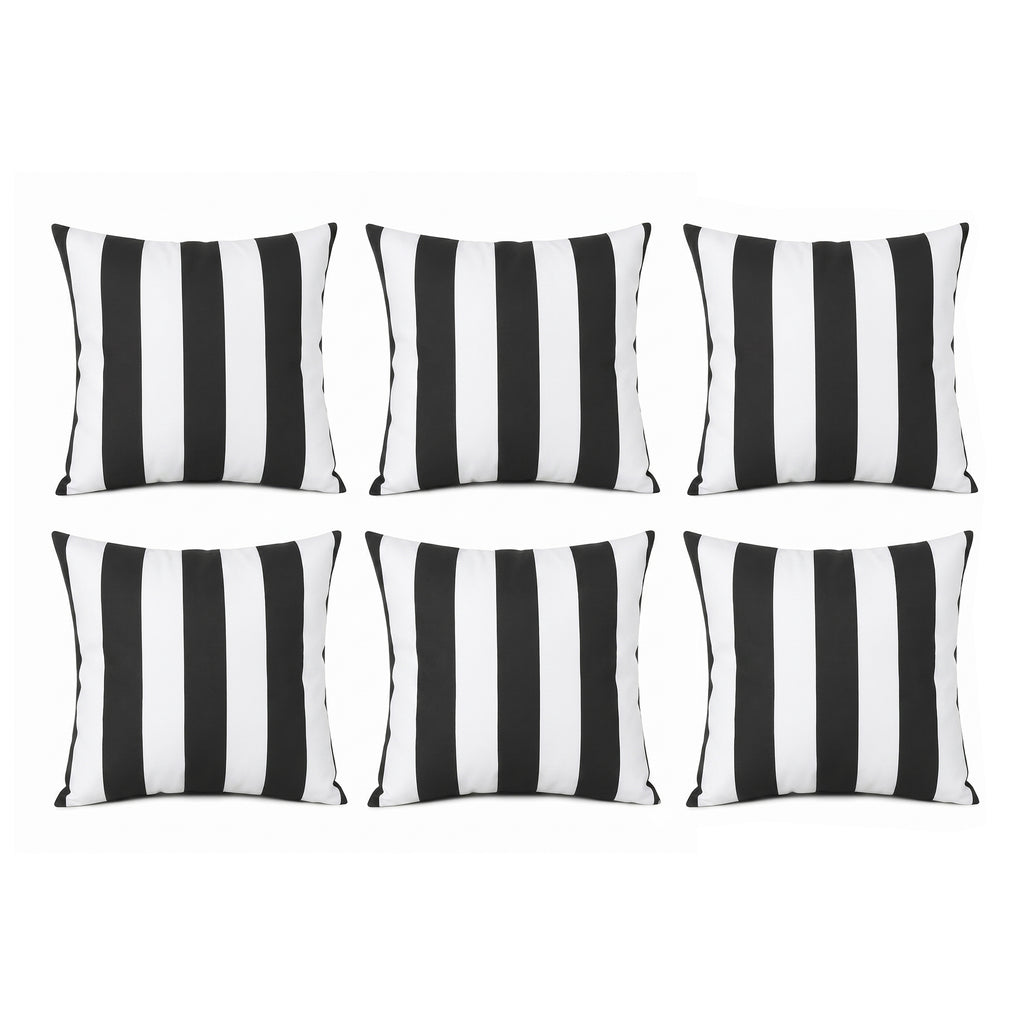 4 Pack Outdoor Pillow Covers - Black/White Striped