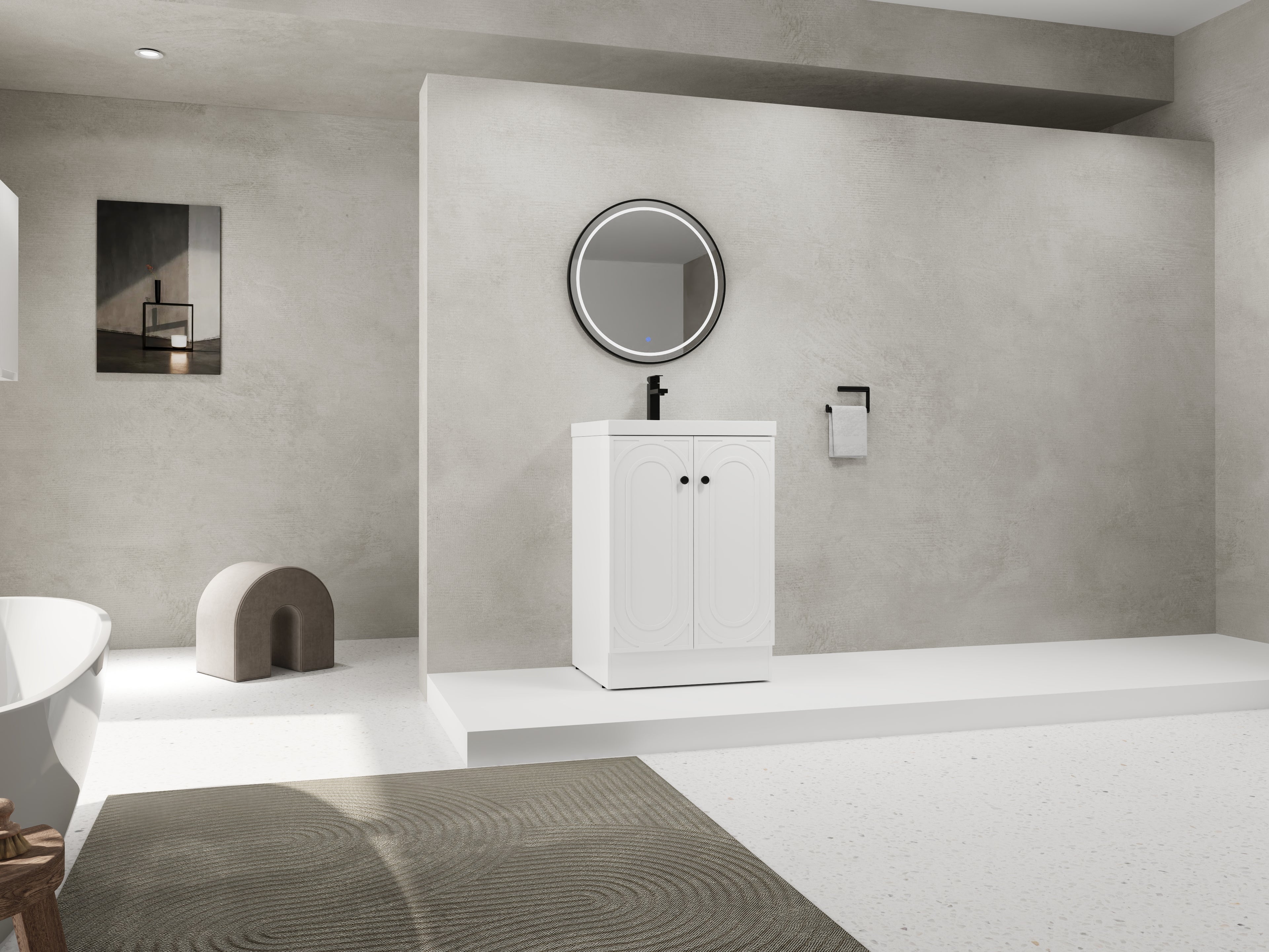 24" Freestanding Bathroom Vanity with Resin Sink