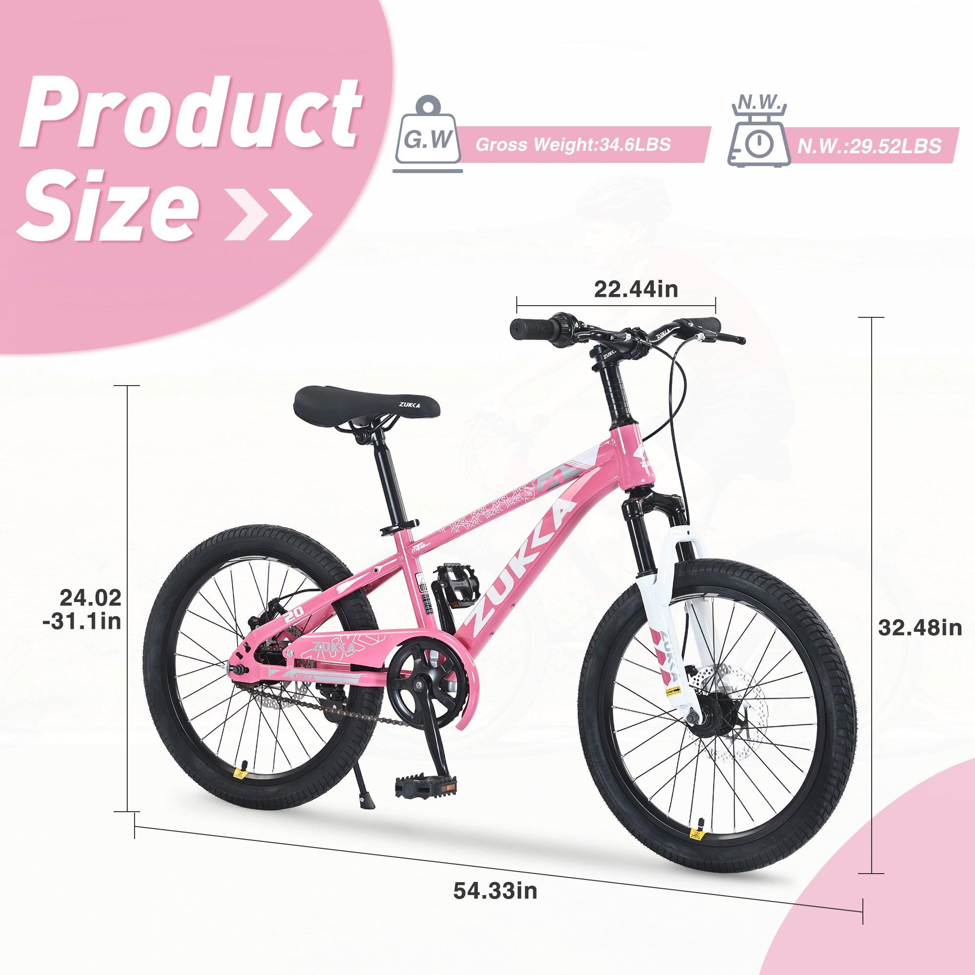 ZUKKA 20 Inch Mountain Bike for Boys and Girls
