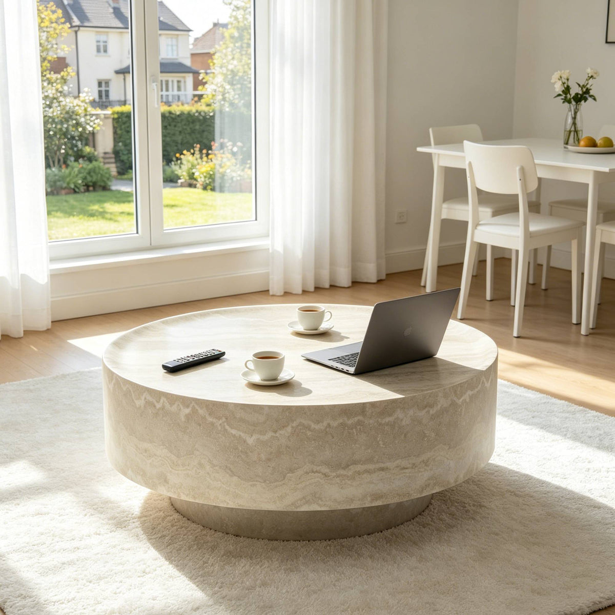 Round 31.5" Coffee Table Ideal For Living Room Family Time