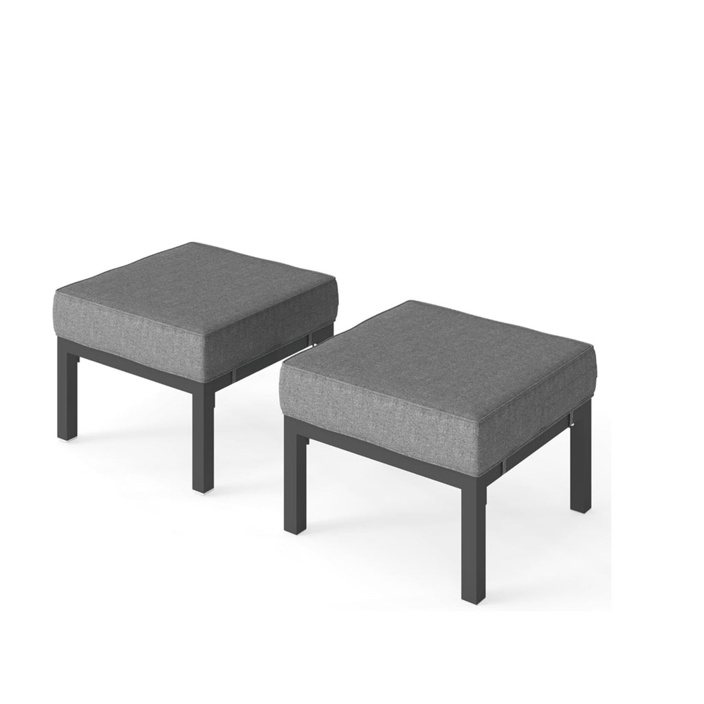 Set of 2 24" Aluminum Patio Ottomans
