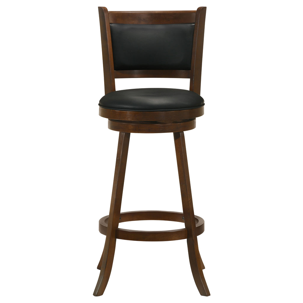Chestnut Bar Stool Set with Black Upholstered Seat