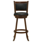 Chestnut Bar Stool Set with Black Upholstered Seat