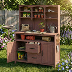 TOPMAX Large Fir Wood Potting Bench