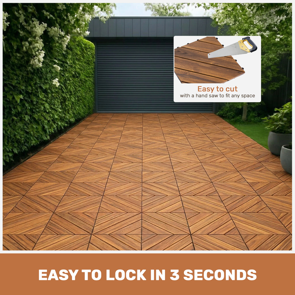 10 PCS Interlocking Deck Tiles - Acacia Wood