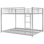Full Over Full Metal Bunk Bed with Ladder in Silver