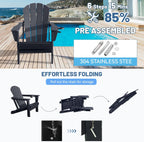 Folding Adirondack Chair with Cup Holder - Black