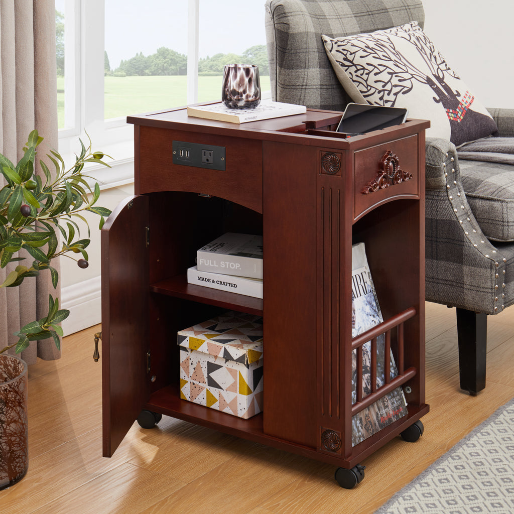 Powered Traditional End Table with Charging Station