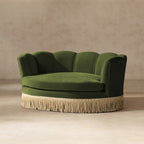 Clara 34.5" Scalloped Pet Sofa Bed, Medium, Olive