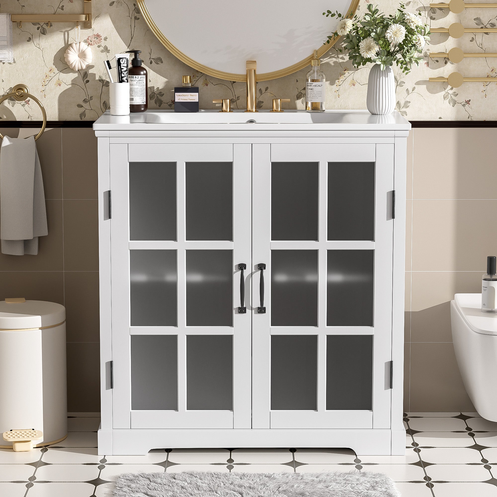 30" Modern Bathroom Vanity with Ceramic Sink