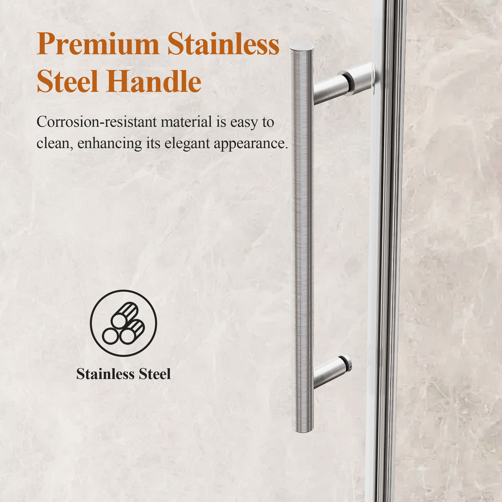 Stainless Steel Round Tube Frameless Shower Door