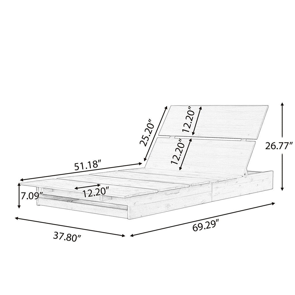 Acacia Wood Outdoor Chaise Lounge