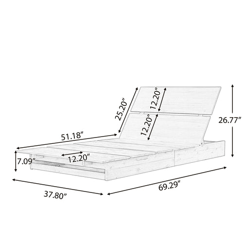 Acacia Wood Outdoor Chaise Lounge