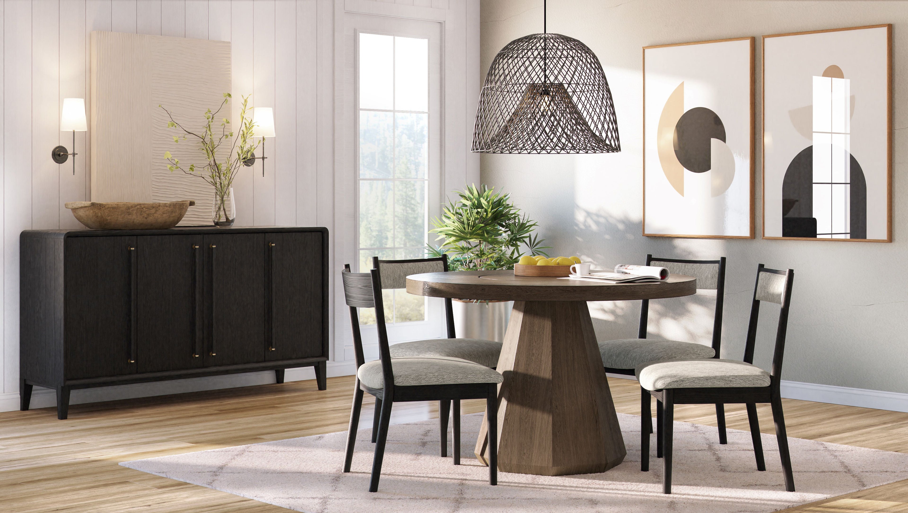 Round Dining Table With Lazy Susan - Latte