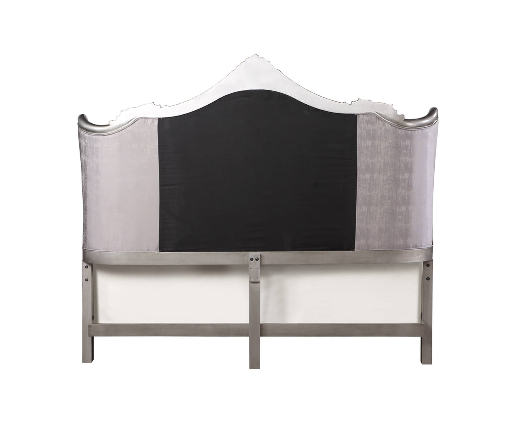 Ariadne Velvet & Antique Platinum Finish Eastern King Bed