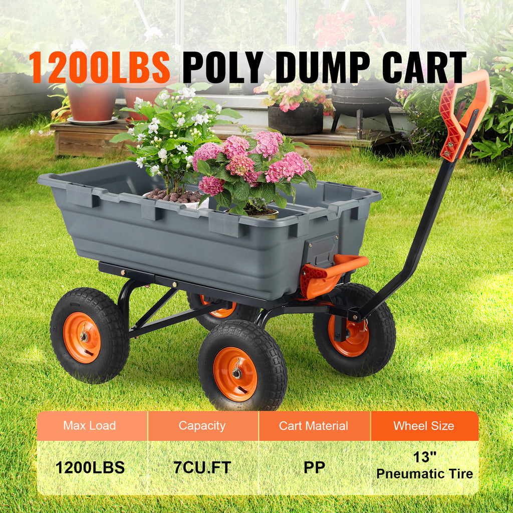 Poly Garden Dump Cart with Steel Frame
