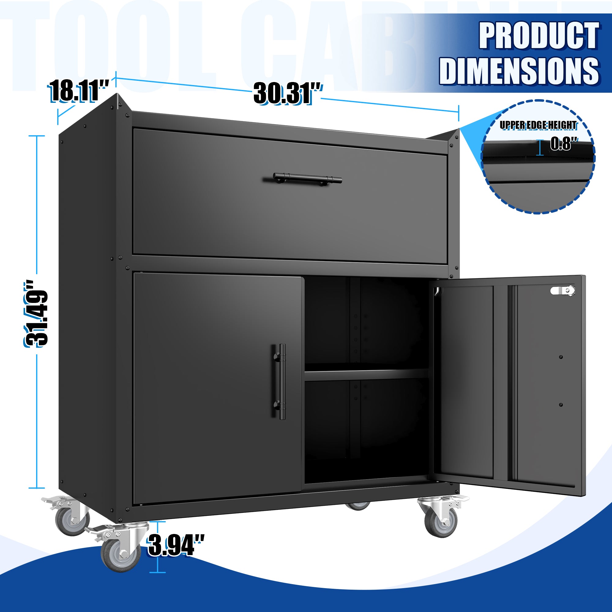 2 Door + 1 Drawer Tool Cabinets for Garage