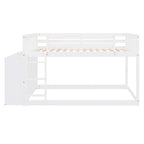 Full Over Full Bunk Bed with 4 Drawers and 3 Shelves - White