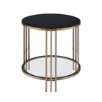 Abisha Sintered Stone Top & Champagne Finish End Table