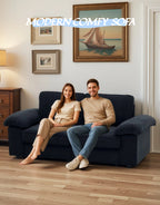 Compact Black Velvet 2-Seater Sofa with Hidden Storage