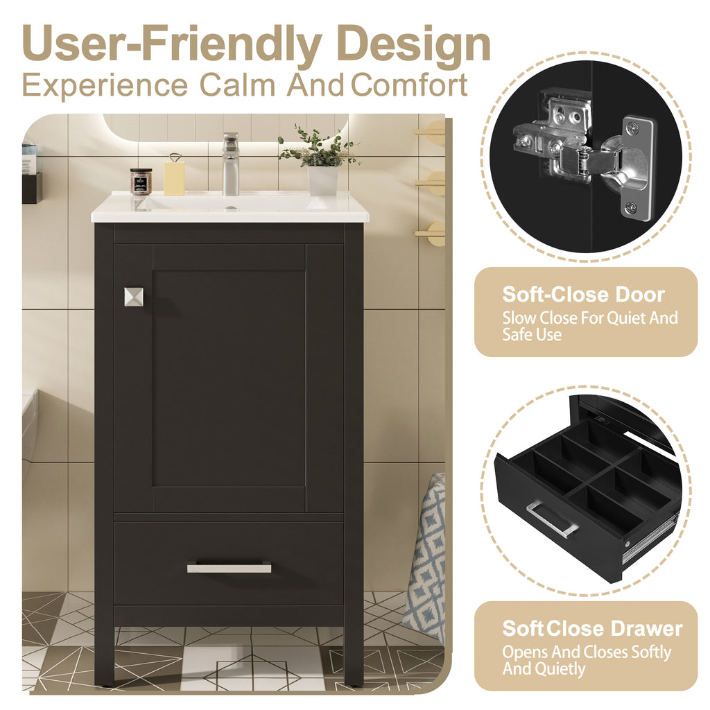 20-Inch Modern Bathroom Vanity with Ceramic Sink