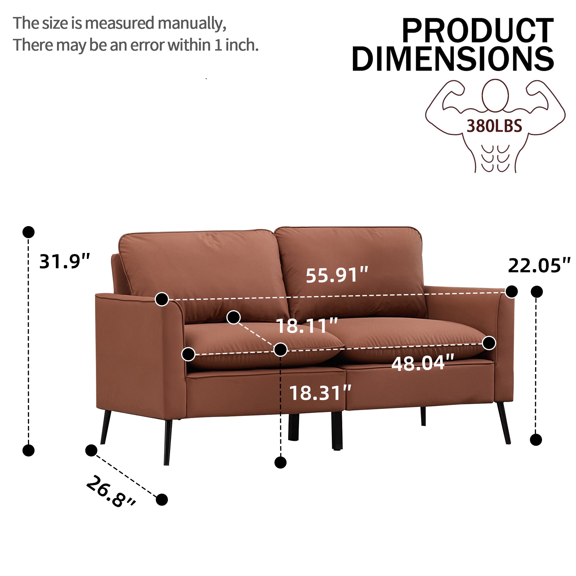 TS Cat Paw Leather Upholstered Loveseat