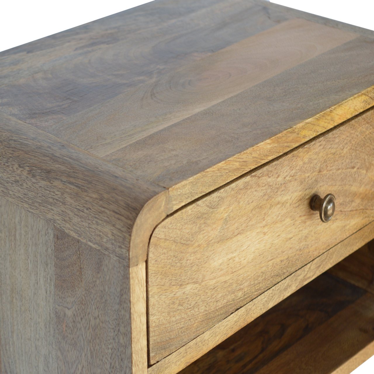 Solid Wood Floating Curve Open Slot, 1-Drawer Nightstand