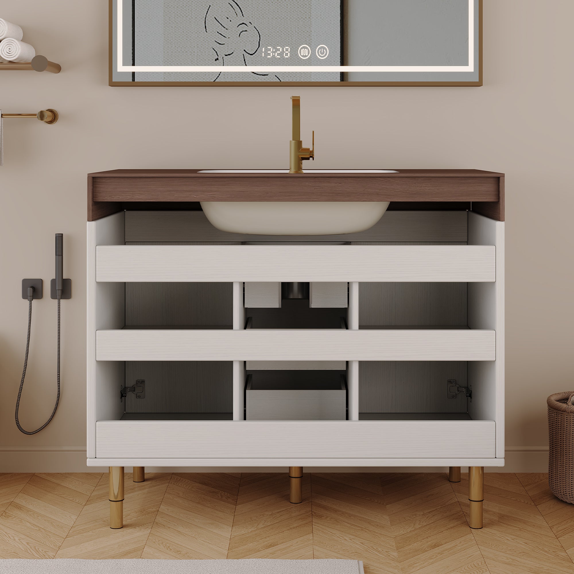 36 in Modern Free-standing Bathroom Vanity with Ceramic Sink & Ample Storage