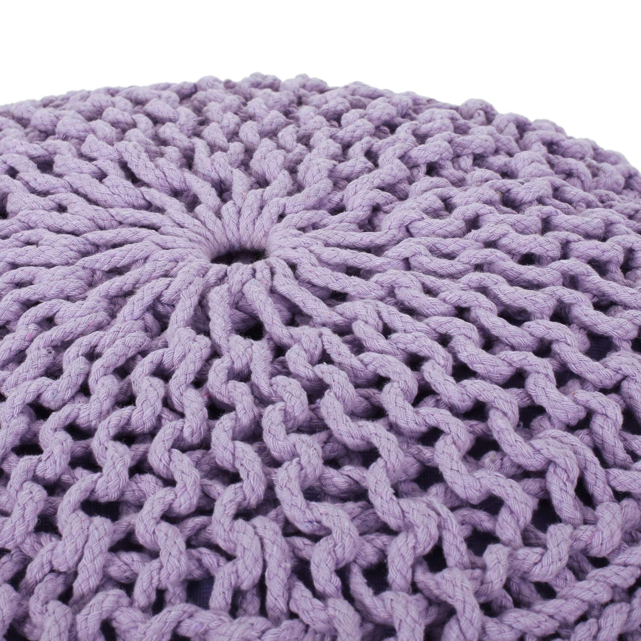 Bordeaux Knitted Cotton Round Pouf Ottoman