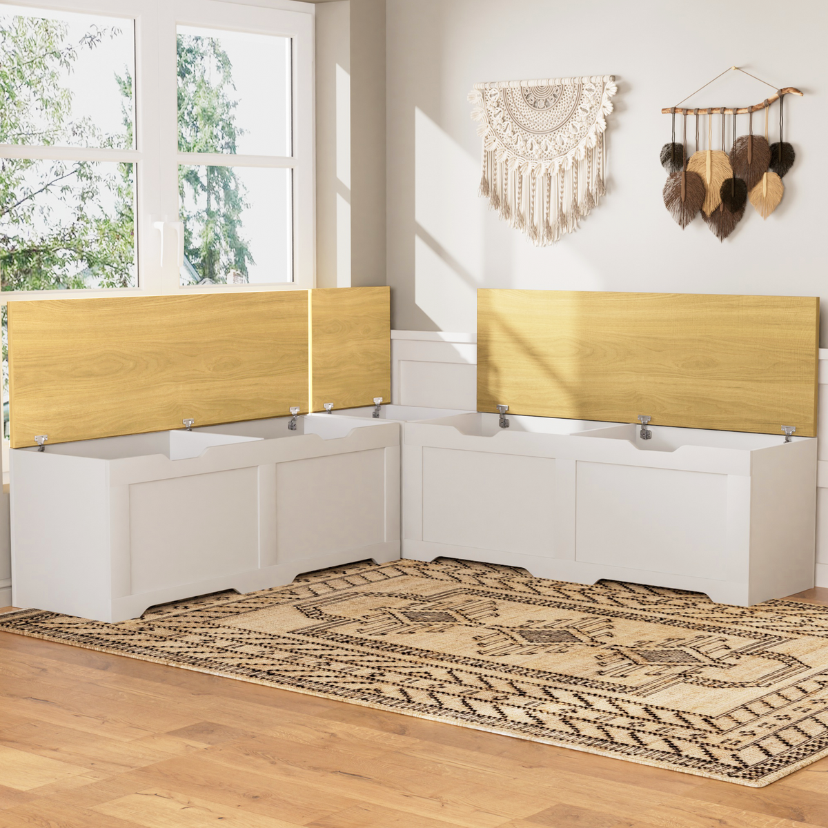 3-Piece L-Shaped Multi-Functional Storage Bench