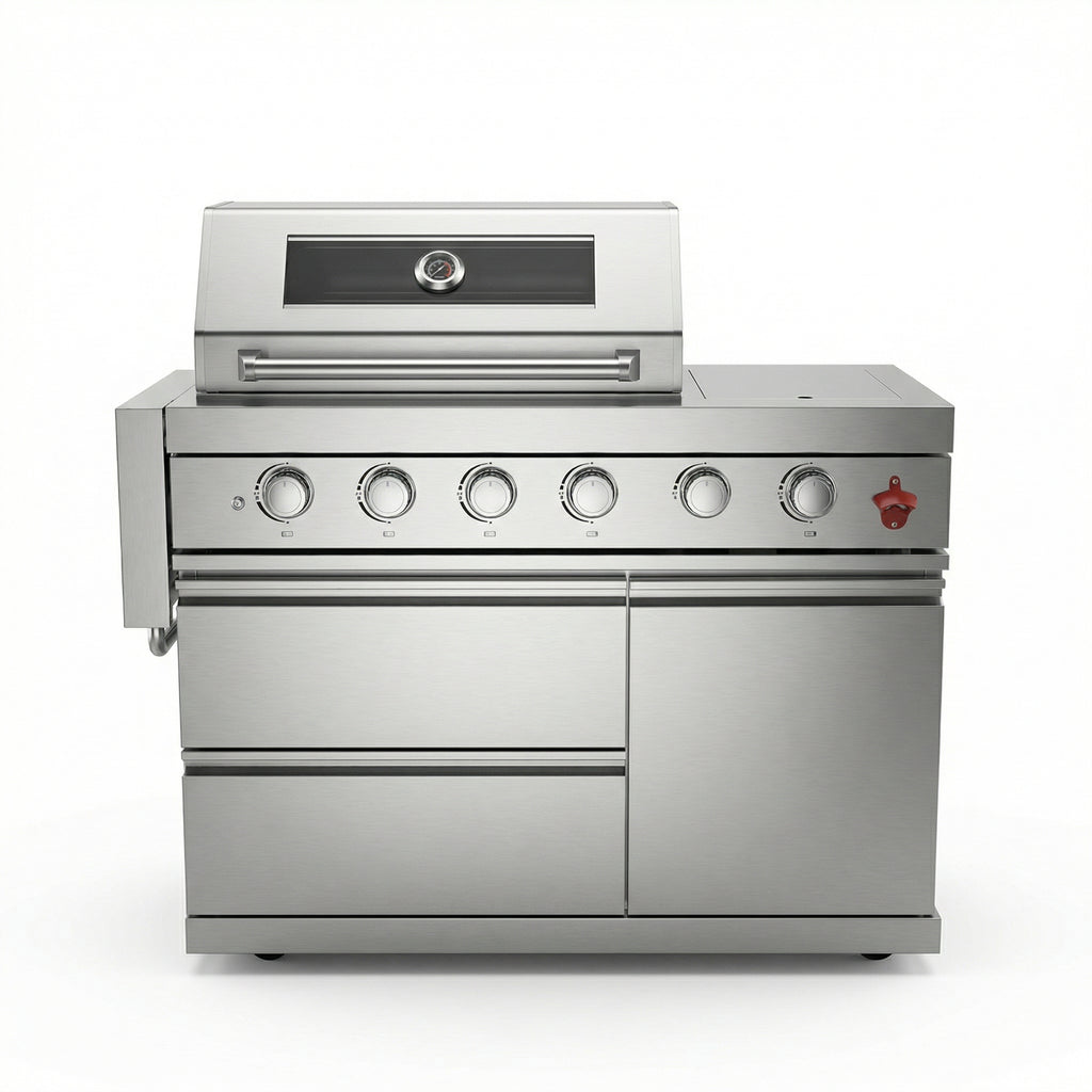 75300 BTU 6 Burners Deluxe Stainless Steel Gas Outdoor Kitchen Barbecue Island Grill