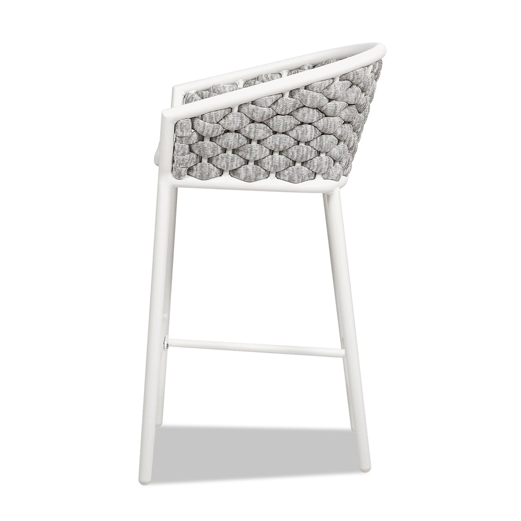 Rowan 27.5" Rope Barrel Low Back Patio Counter Stool - Set of 2