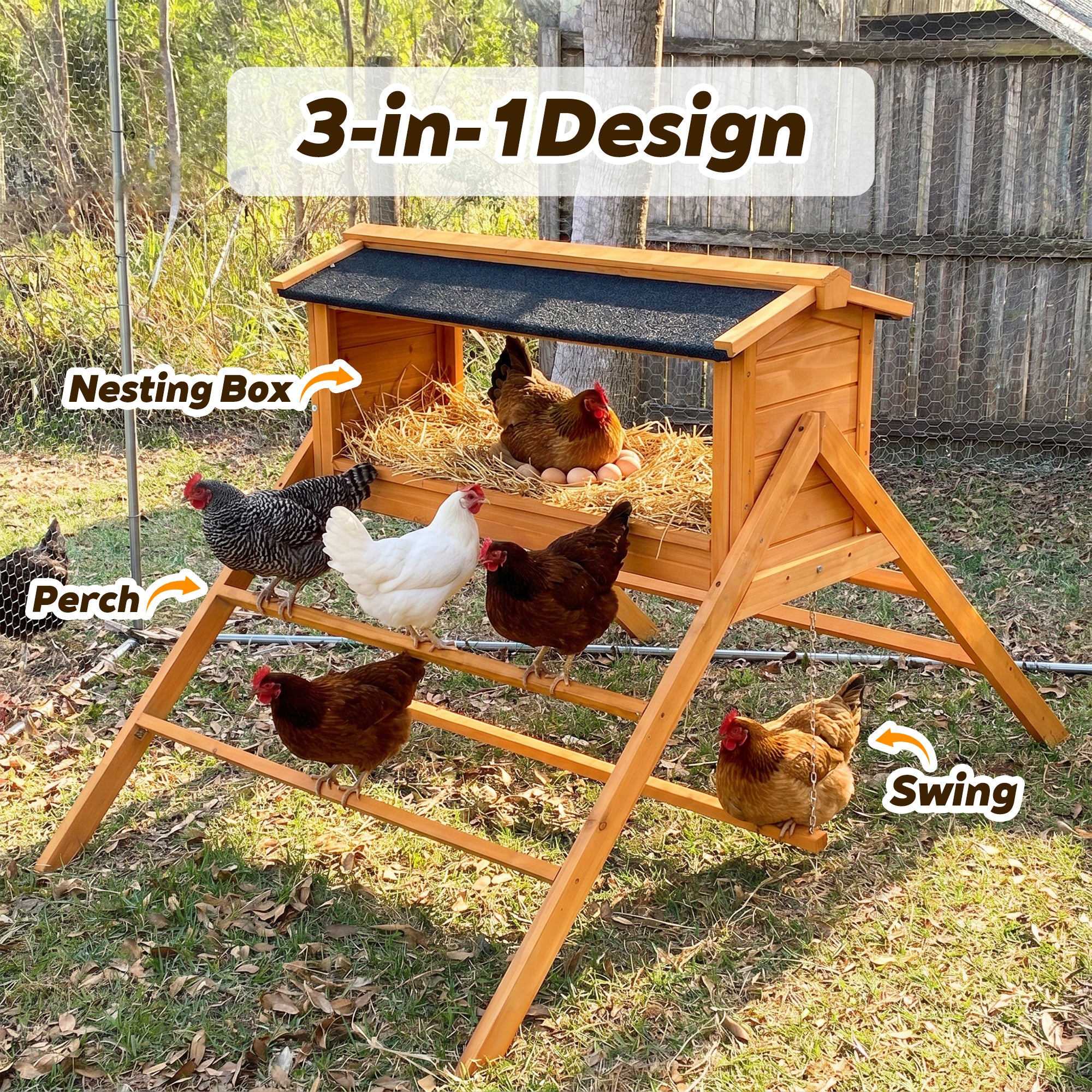 Chicken Nesting Box with Asphalt Roofing