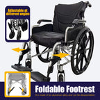 Aluminum Alloy Transport Wheelchair - 18" Seats