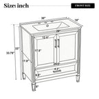 30" Elegant Fluted Bathroom Vanity with Ceramic Sink