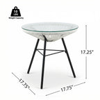 Nusa Outdoor Synthetic Wicker Glass-Top Side Table