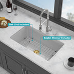 32" Undermount Single Bowl Fireclay Kitchen Sink