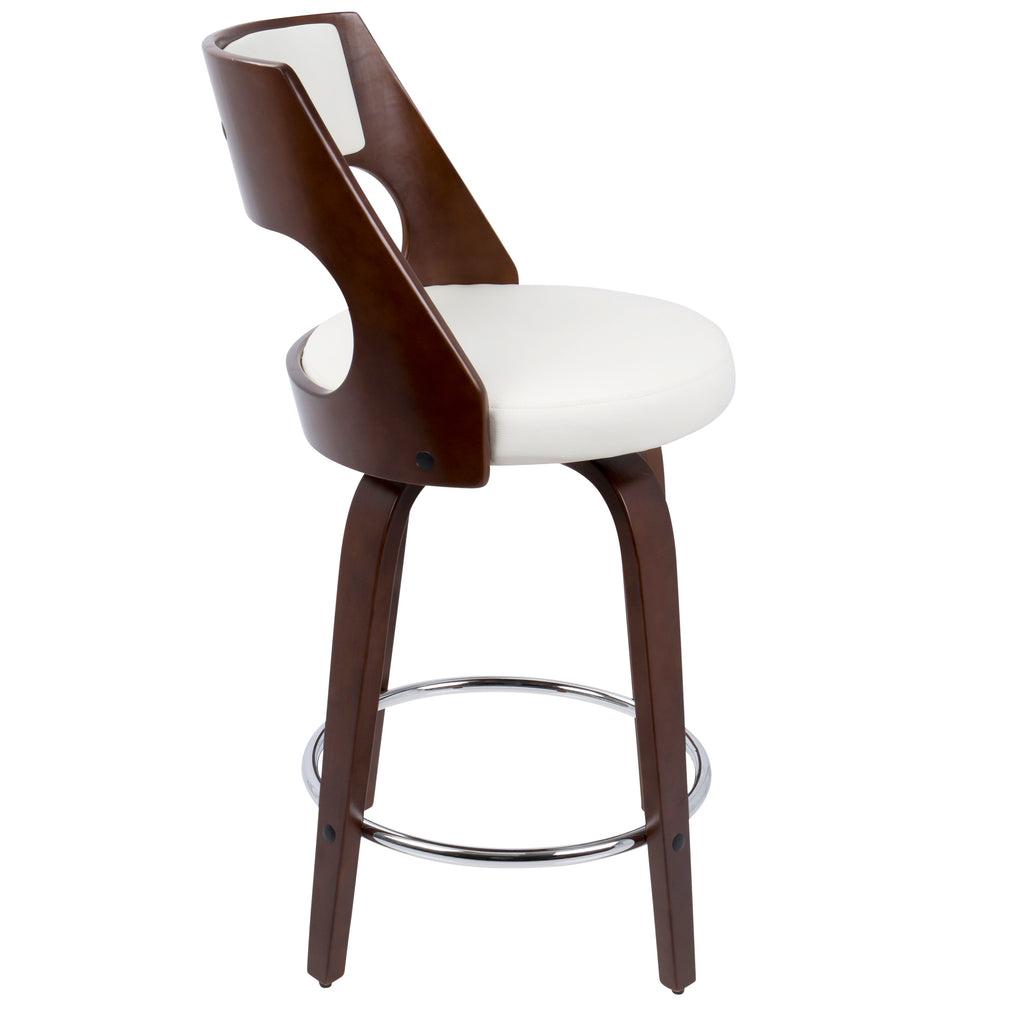Mid-Century Modern Counter Stool with Swivel in Cherry