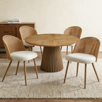 Round Wooden Dining Table + 4 Chairs