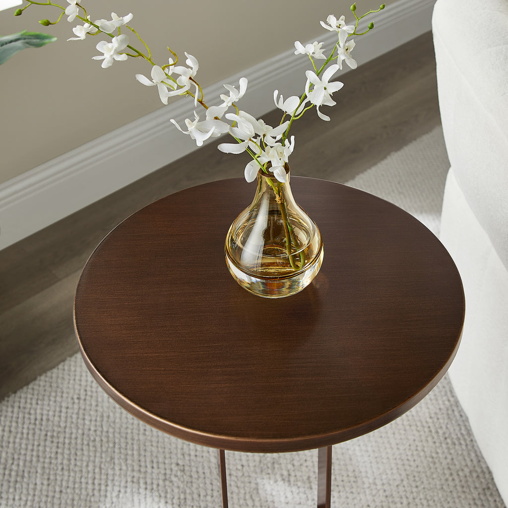 Tareel Antique Bronze Round Accent Table