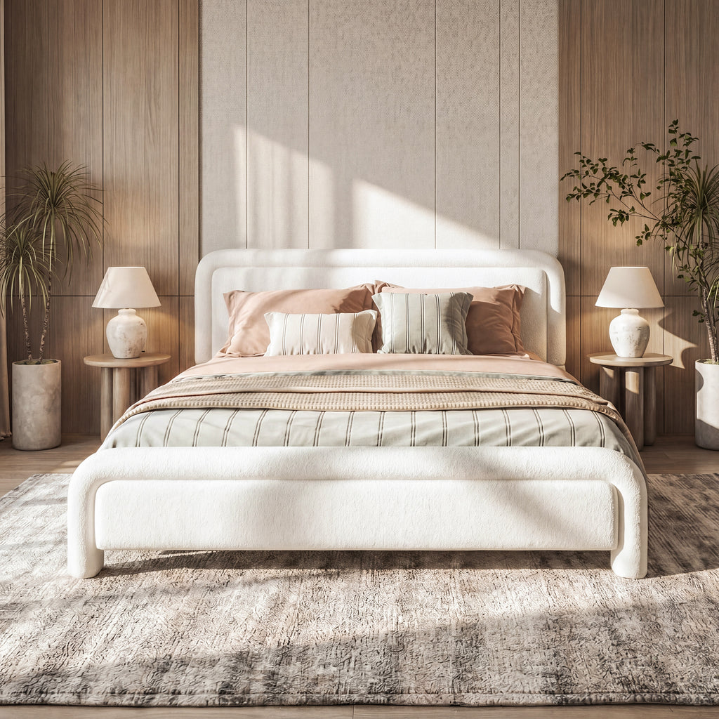 Queen Size Upholstered Platform Bed Frame