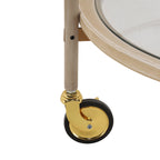 Round Bar Cart with Tempered Glass Shelves