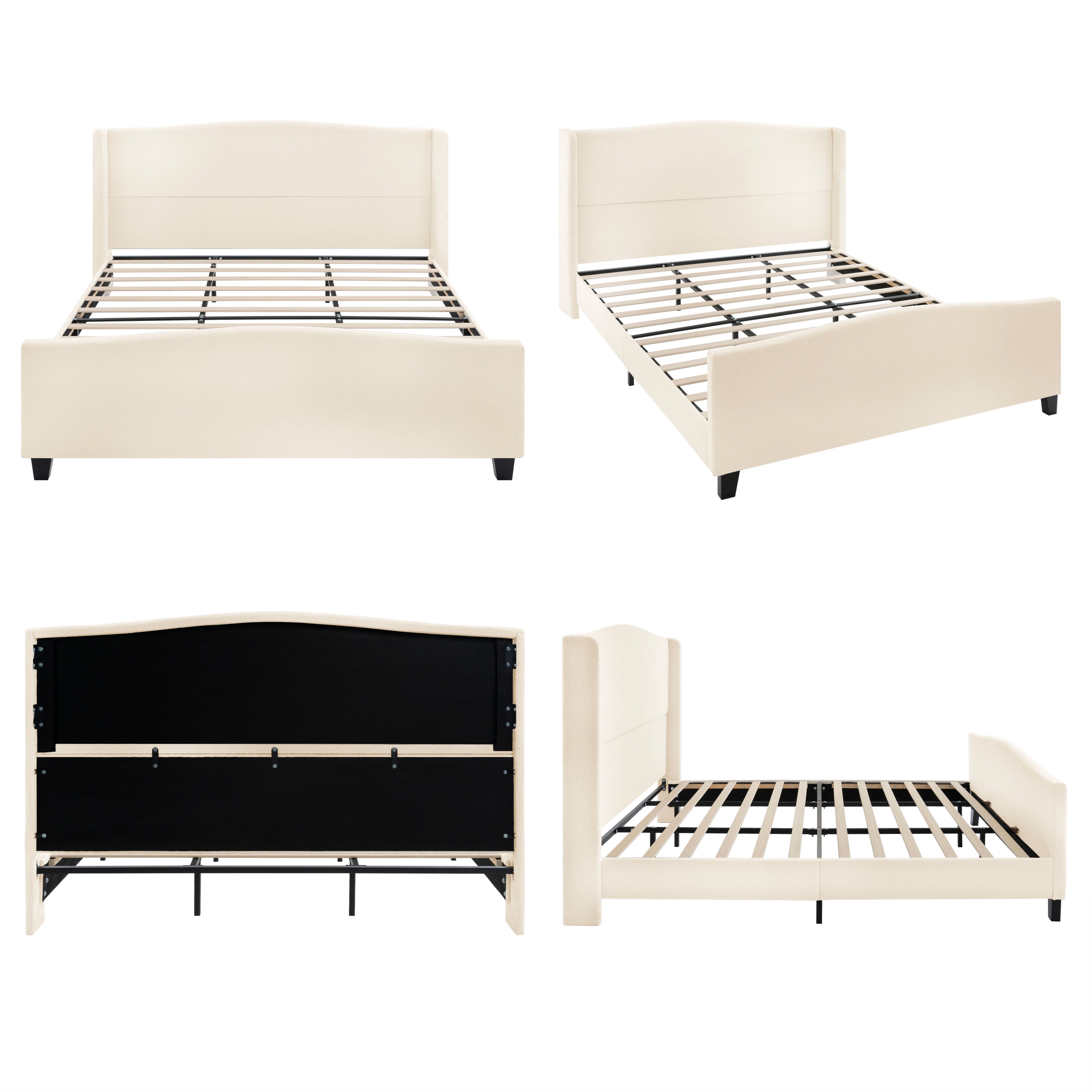 King Size Bed Frame with Upholstered Headboard