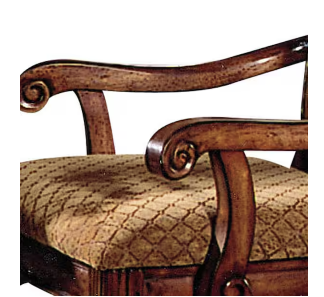 Chateau De Ville Fabric & Cherry Arm Chair (Set of 2)