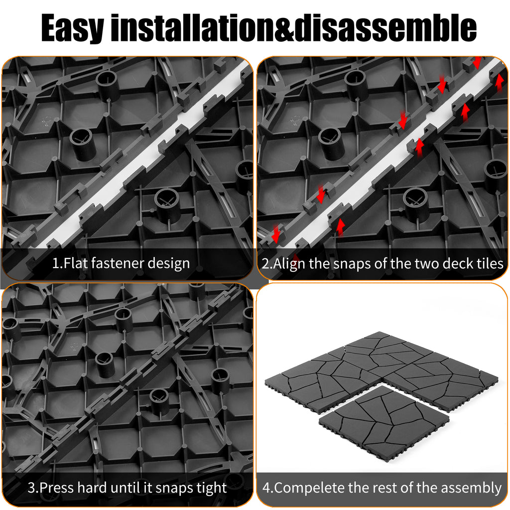 Stone Style 12" Patio Deck Tiles
