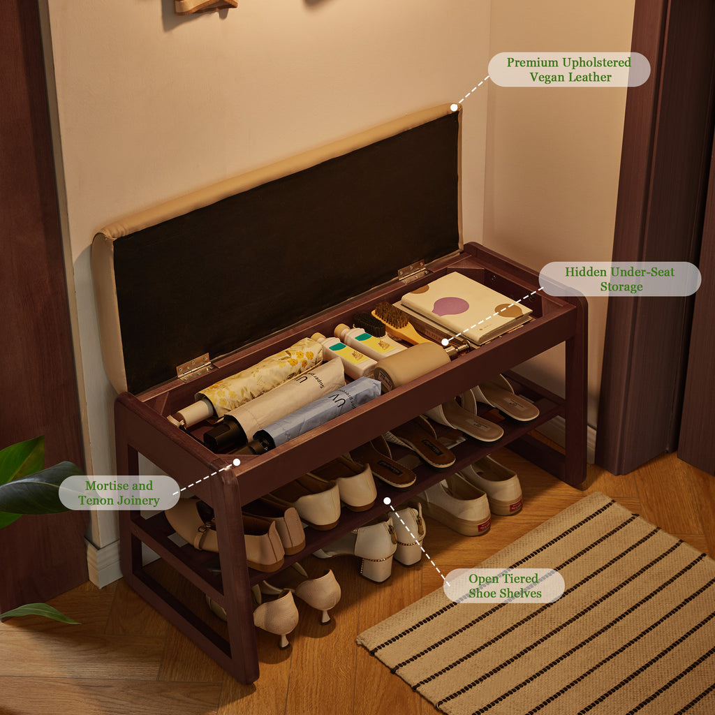 Wood Shoe Storage Bench