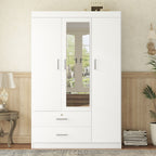 3-Door Mirror Wardrobe with Shelves